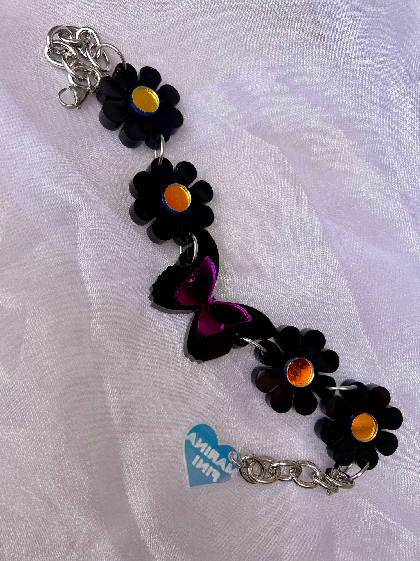 Purple goth Butterfly Flower Choker