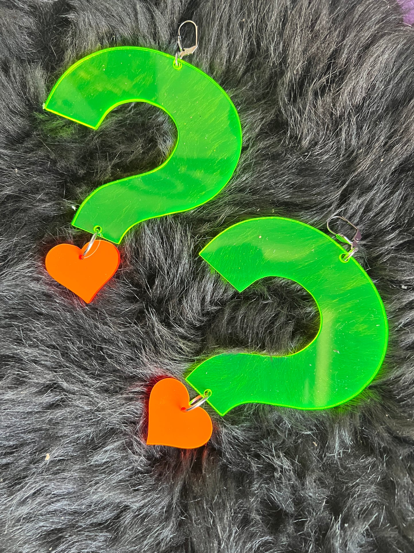 ?? Question everything neon green Earrings