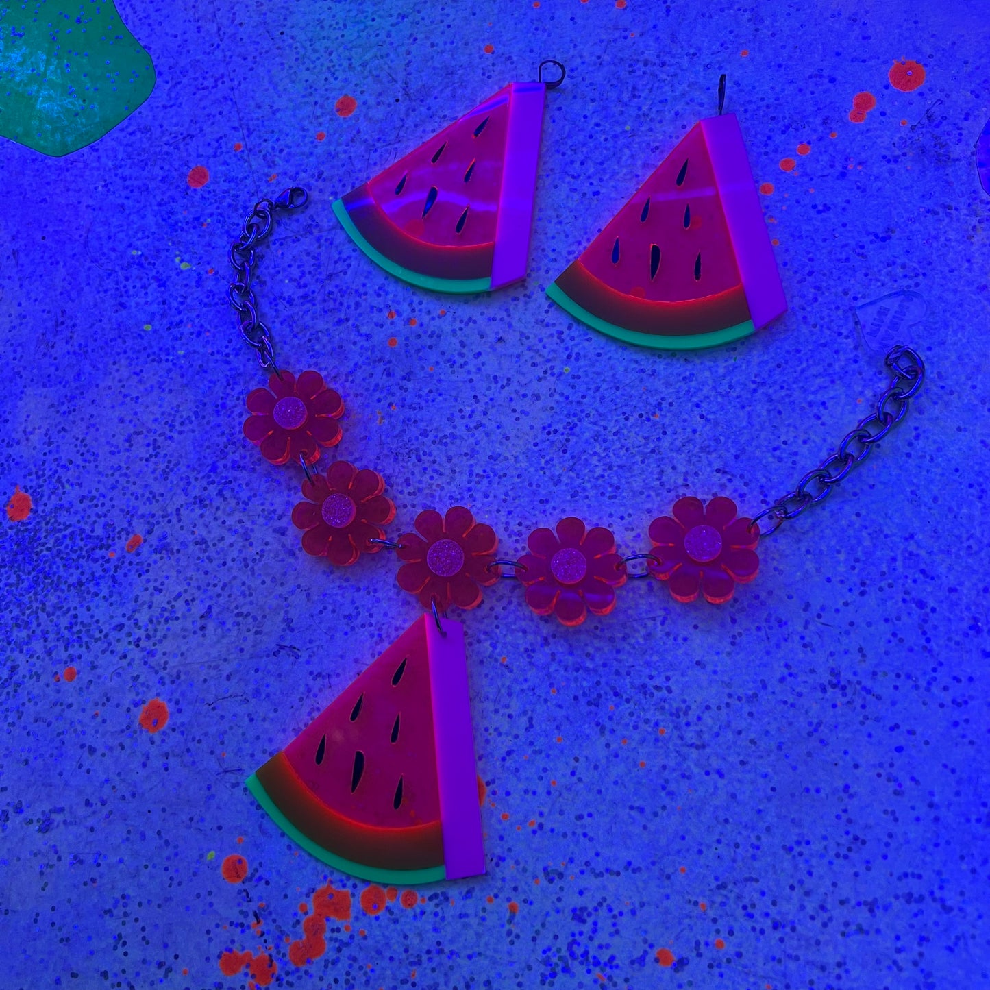 Watermelon earrings & necklace set