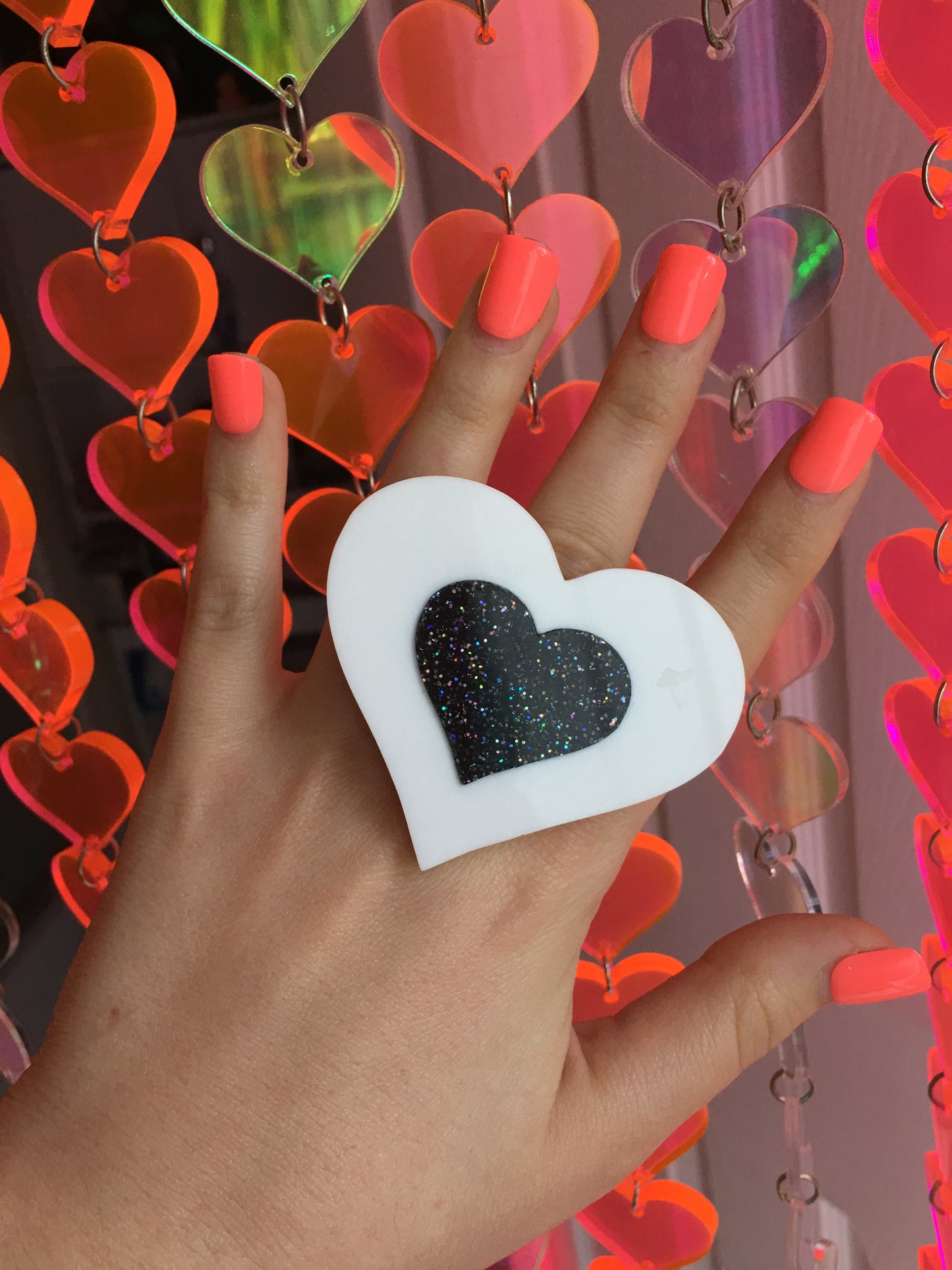 Black & white Heart Ring