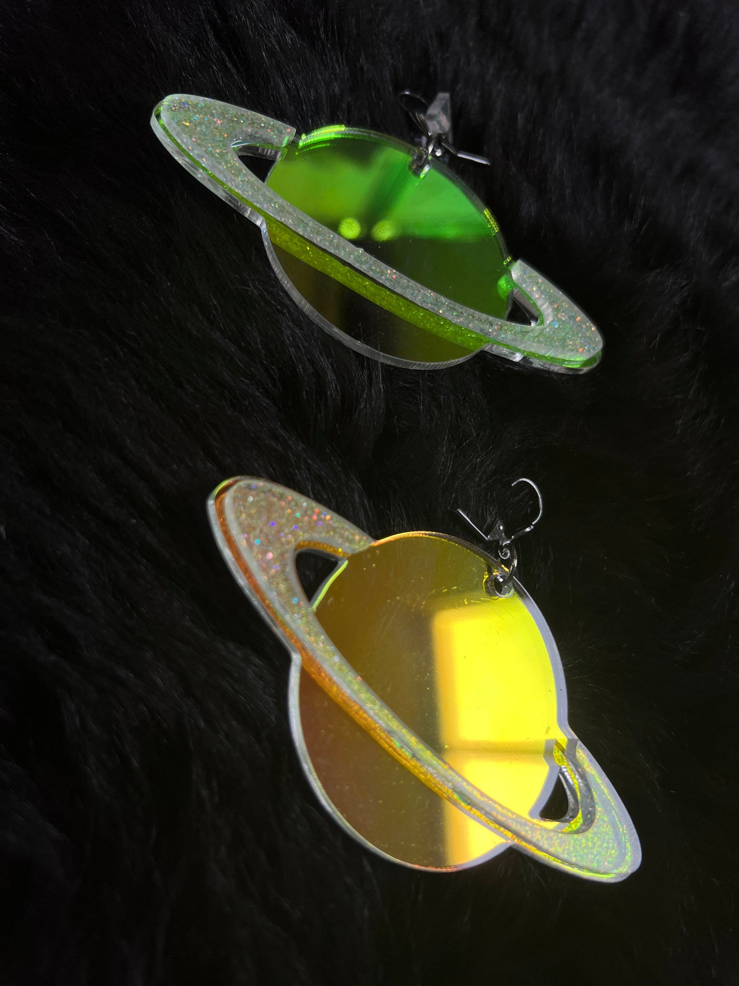 Holographic Saturn Earrings