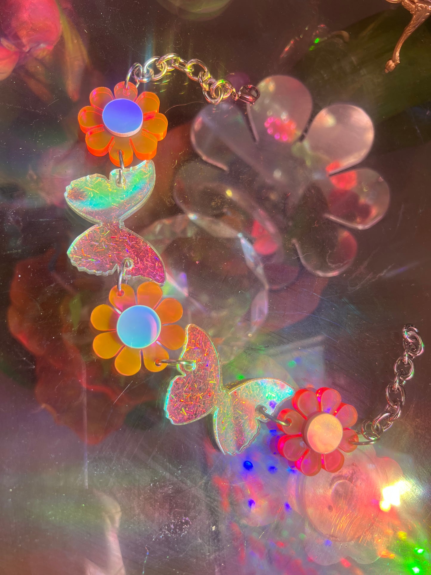 Barbie dreams Butterfly Neon pink Flower Choker