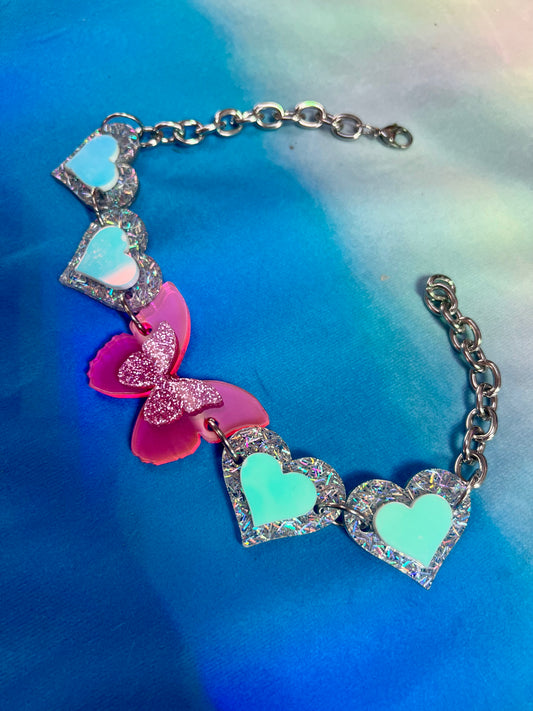 Neon goddess Barbie  Butterfly Choker 🦋🩷🪽