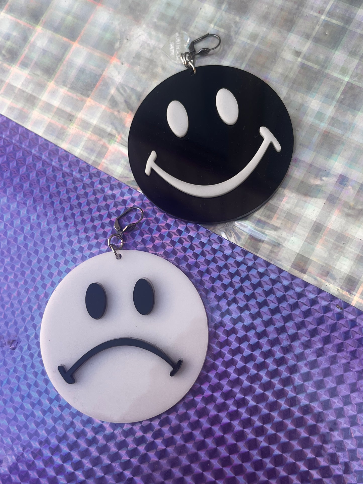 Happy Sad Smiley Face Earrings