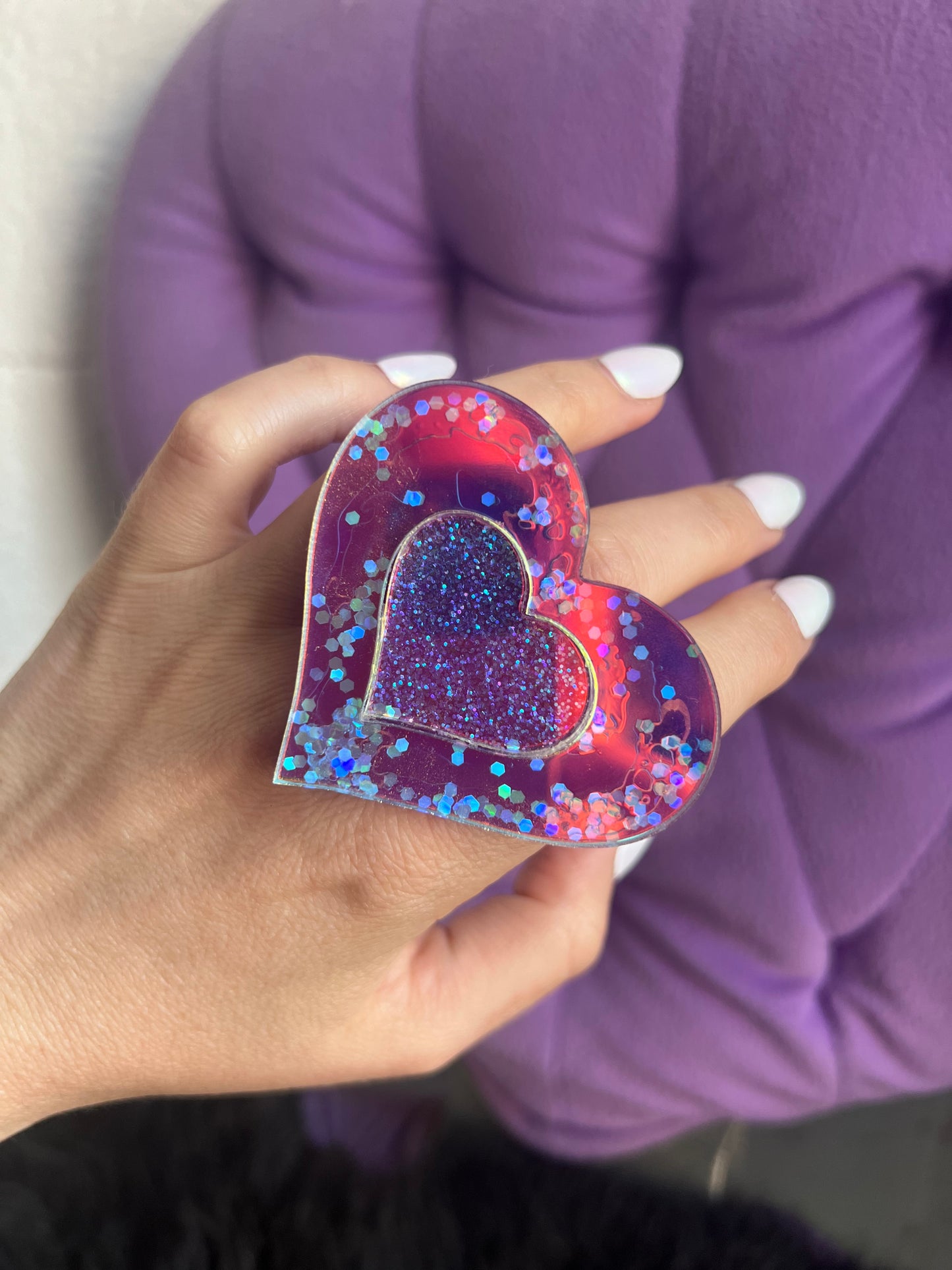 Holographic love  💕💜💕 Heart Ring