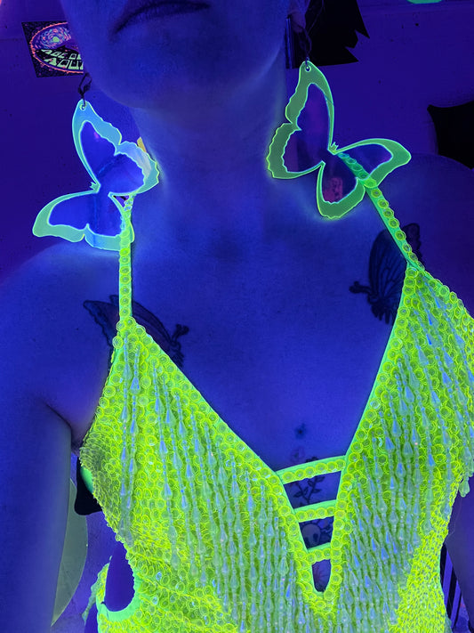 Neon tinkerbell Butterfly dream Earrings