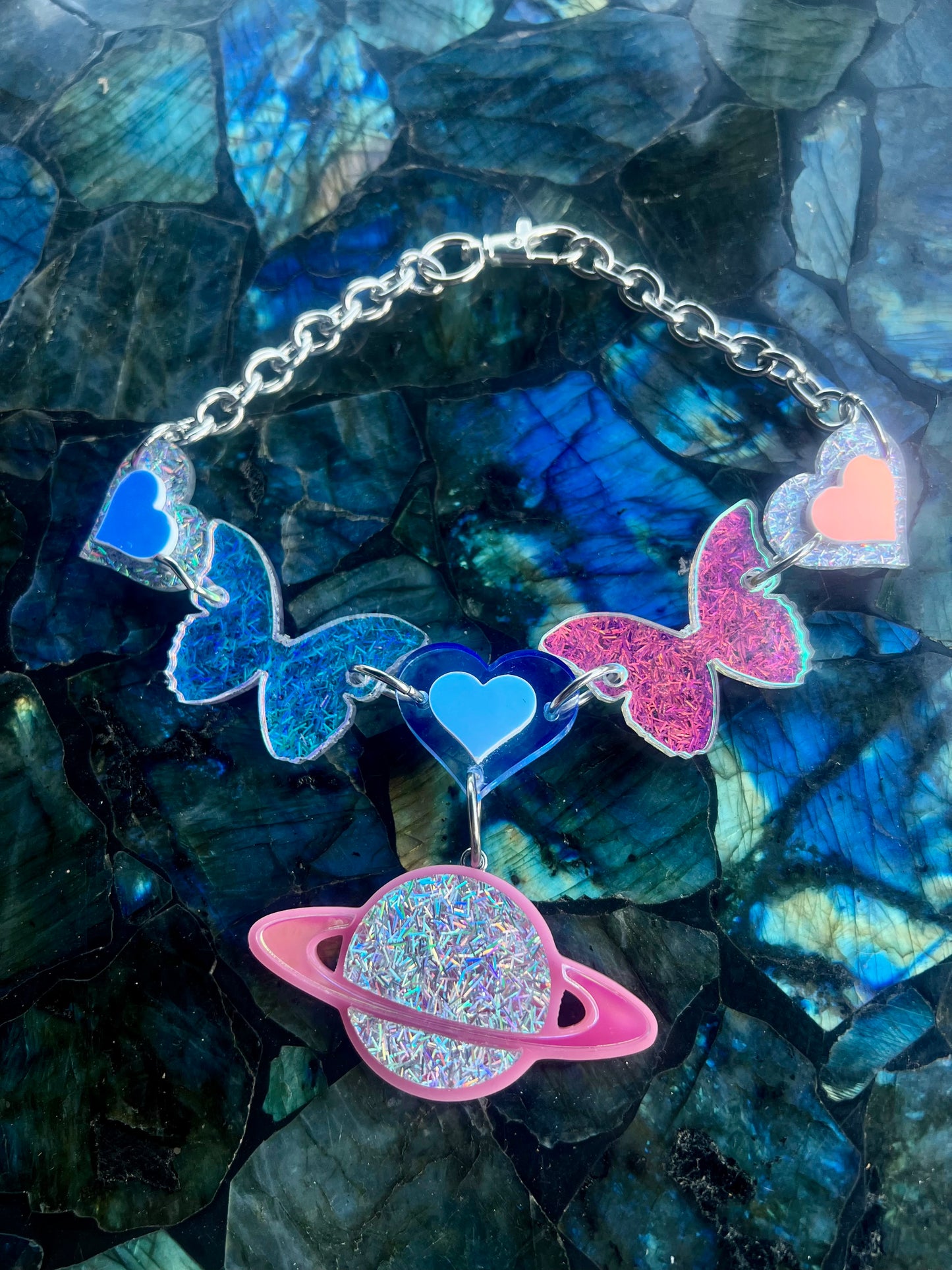 Bb Butterfly Heart Love Saturn Drip choker 🩷🛸🩷 one of a kind