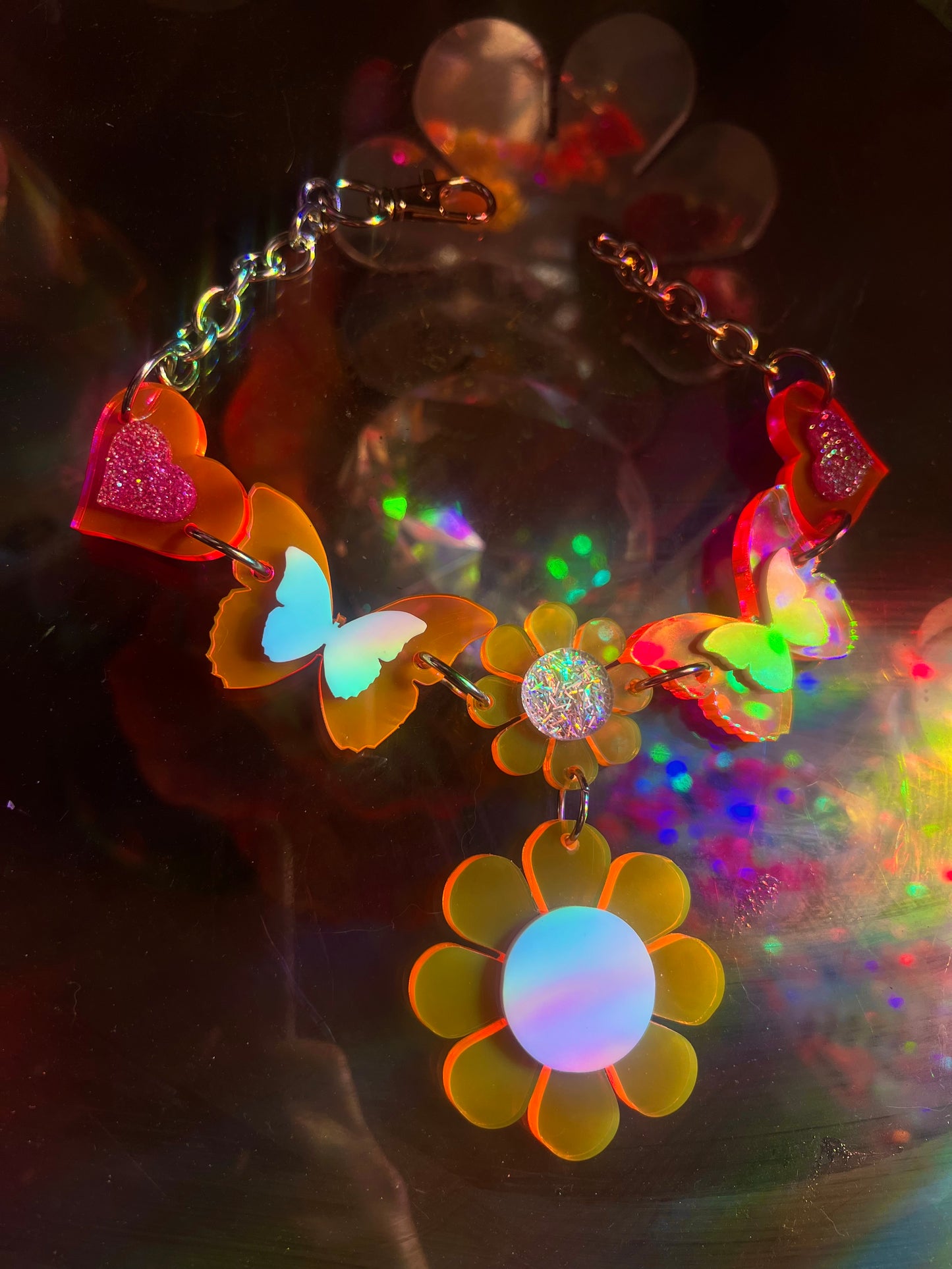 Neon Flower butterfly 🦋🌸 Love Drip choker