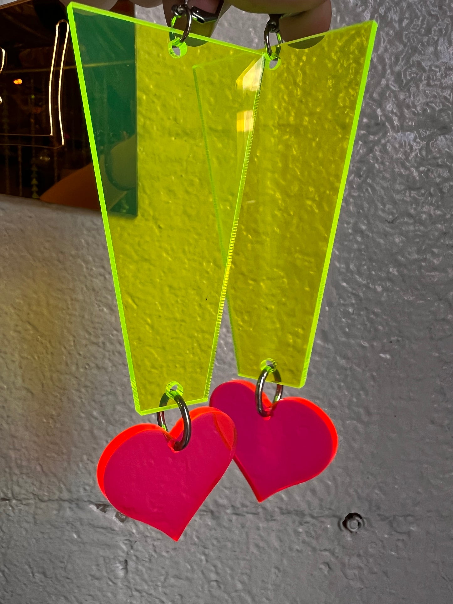 !! Exclamation neon green Earrings