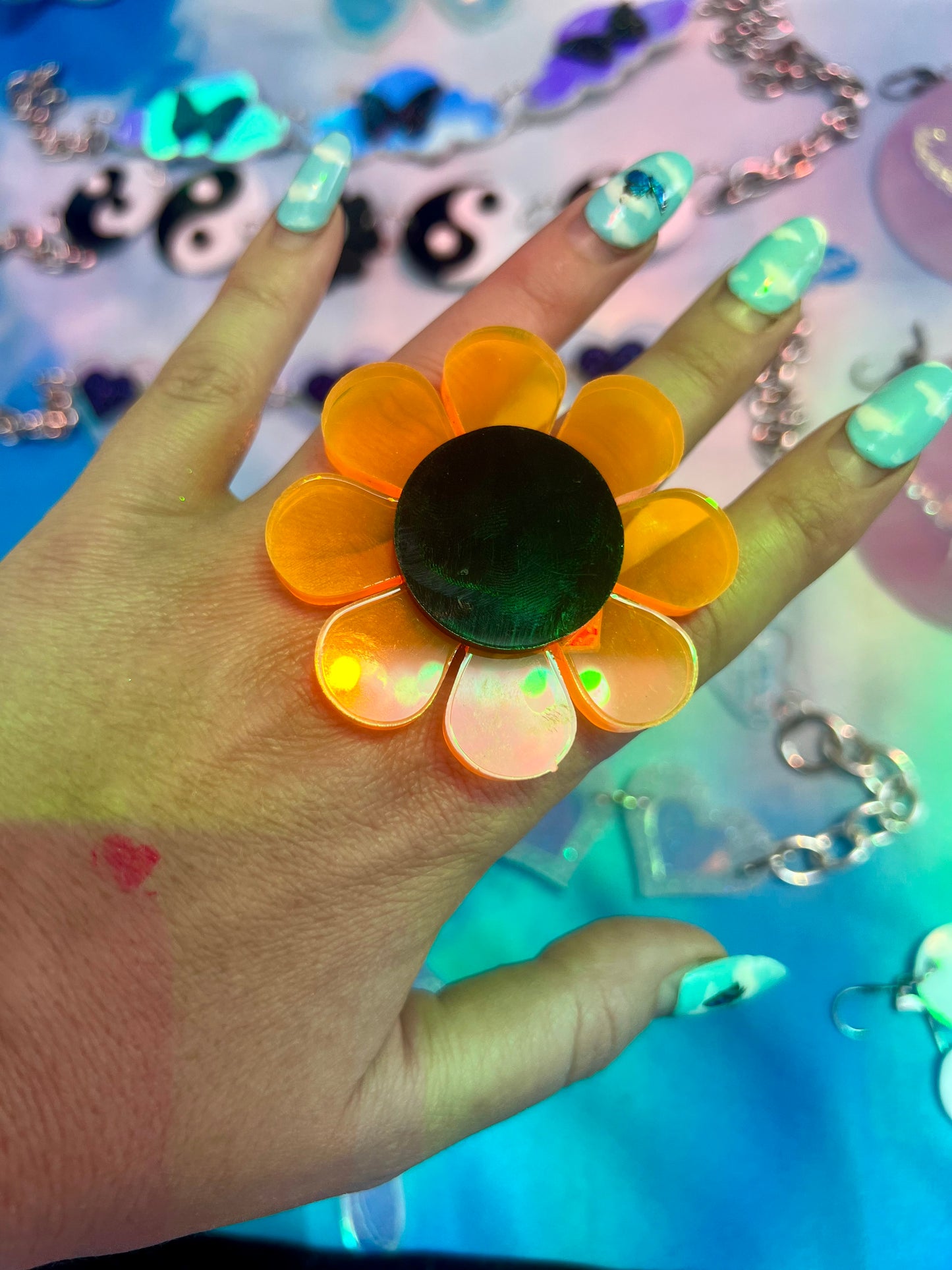 Neon orange Halloween 🎃 Flower Power Ring