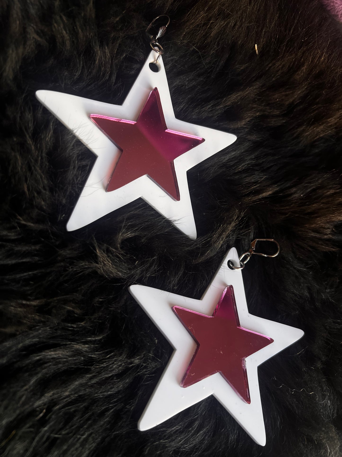 Barbie star Earrings 🩷⭐️🩷 white/ pink mirror