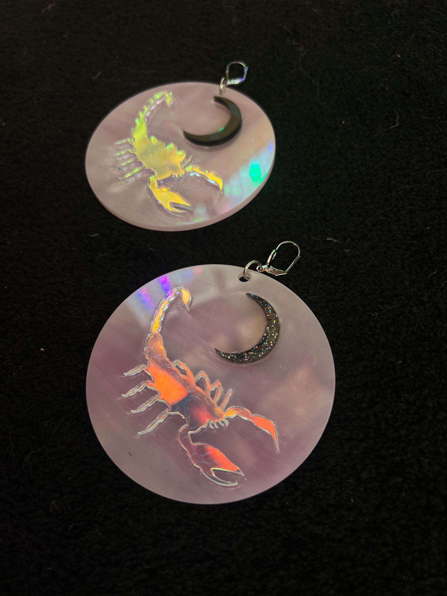 Scorpio moon earrings 🦂🌙💜