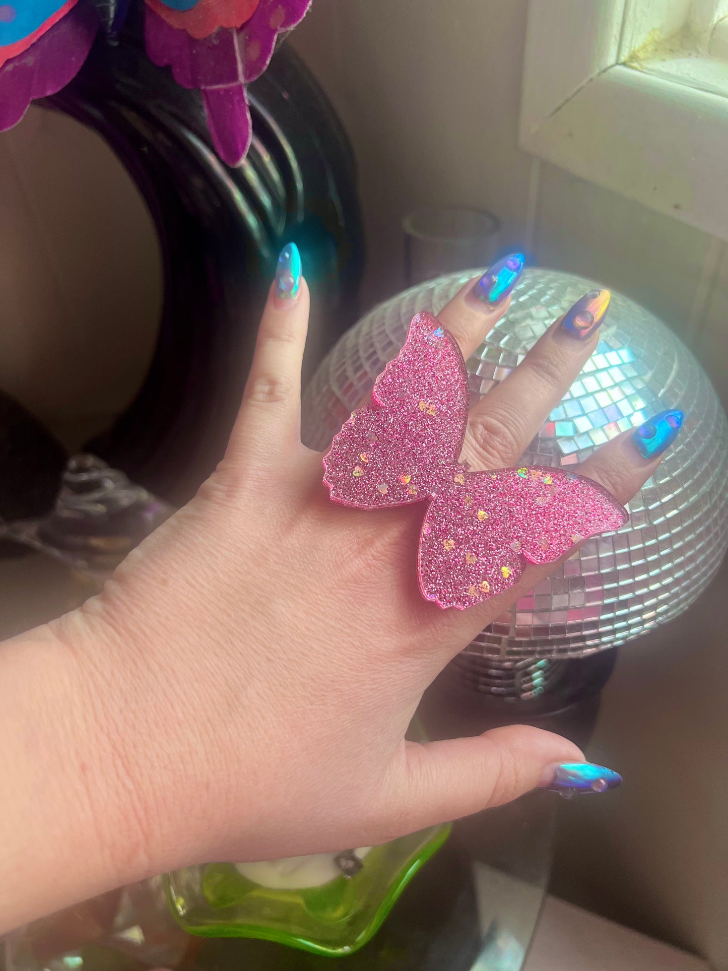Glitter Barbie 🩷🦋🩷 Butterfly Ring
