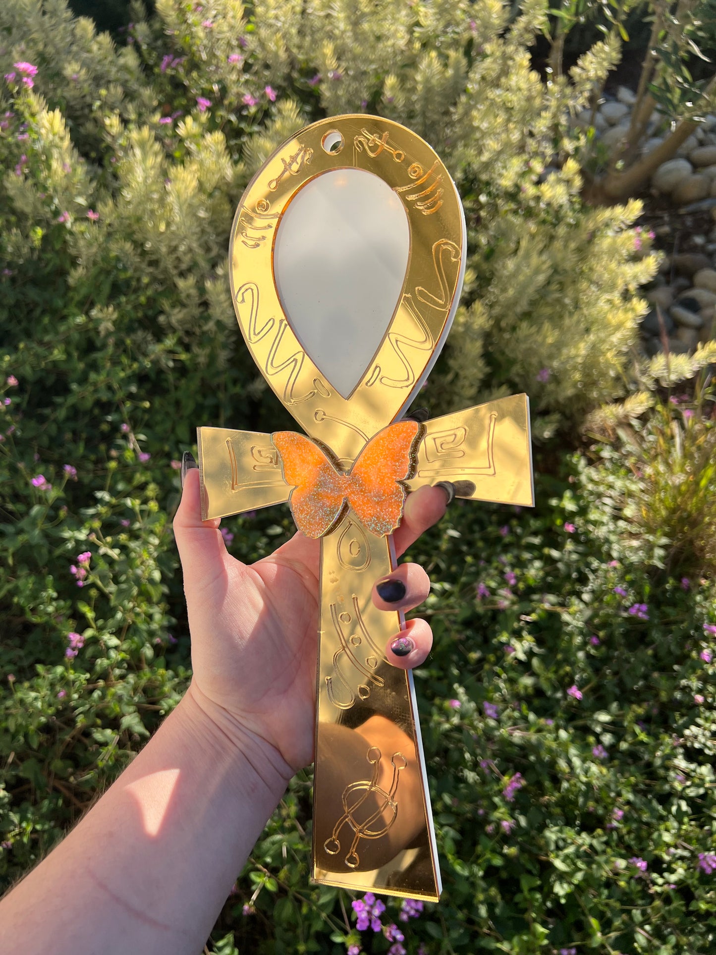 BB Golden goddess wall ankh butterfly mirror