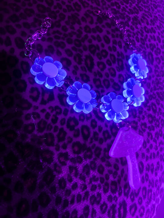 Neon Blue dreams Galactic Mushroom Drip choker