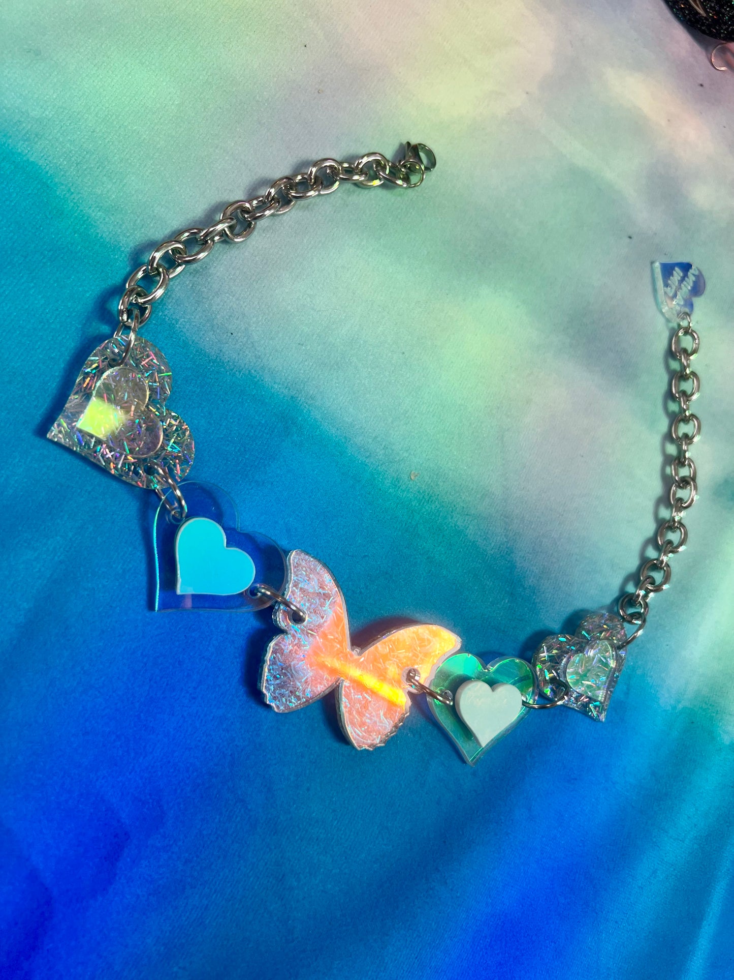 Holographic goddess Butterfly Choker 🦋🩷🪽