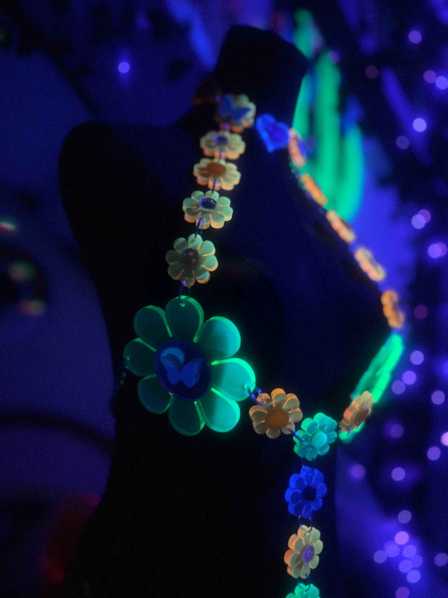 Groovy Baby Neon Flower Power Bra Harness (one of a kind) 🦋🌸🩷