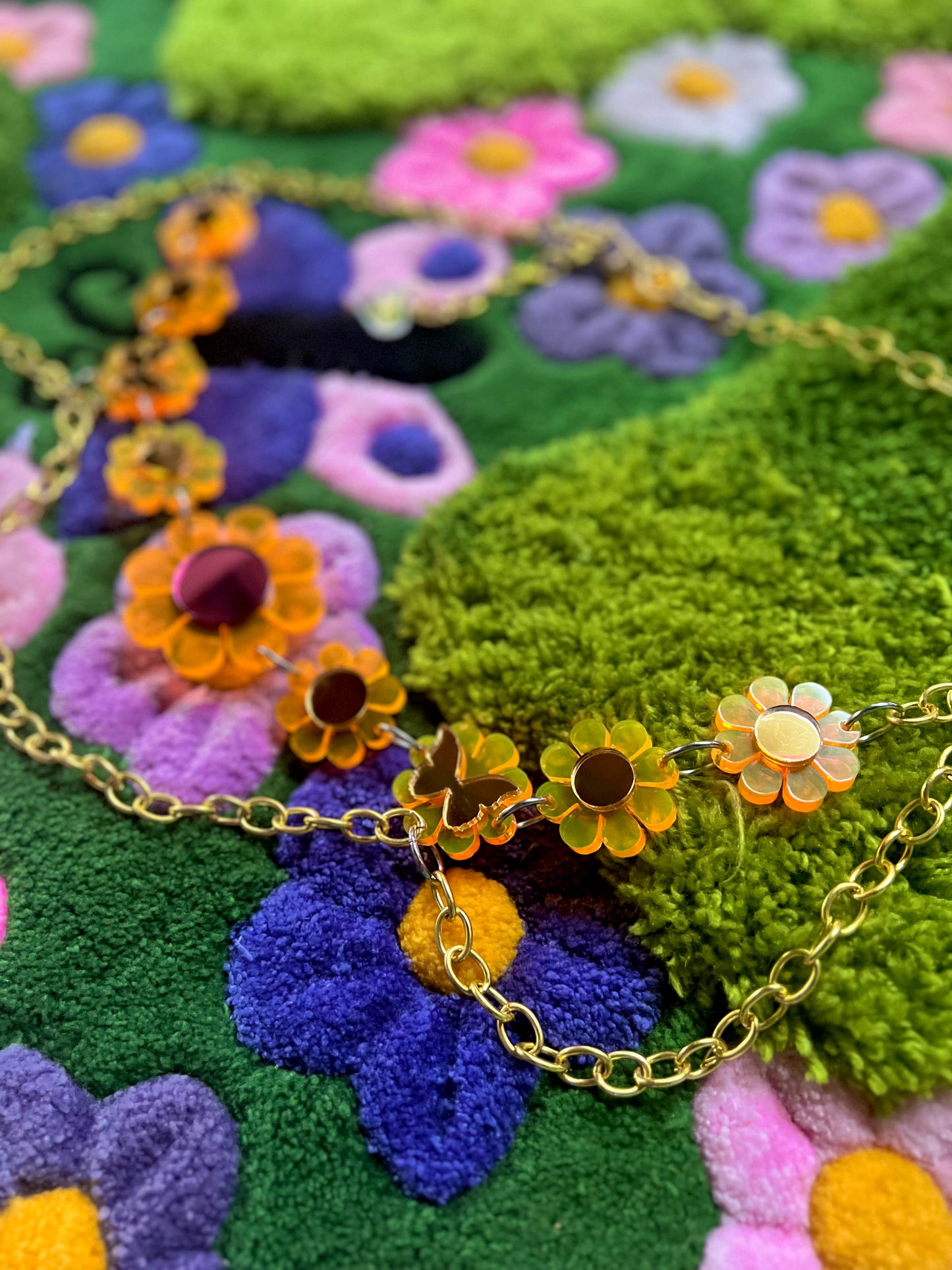 Neon Orange Butterfly Flower Power waist Belt (one of a kind)