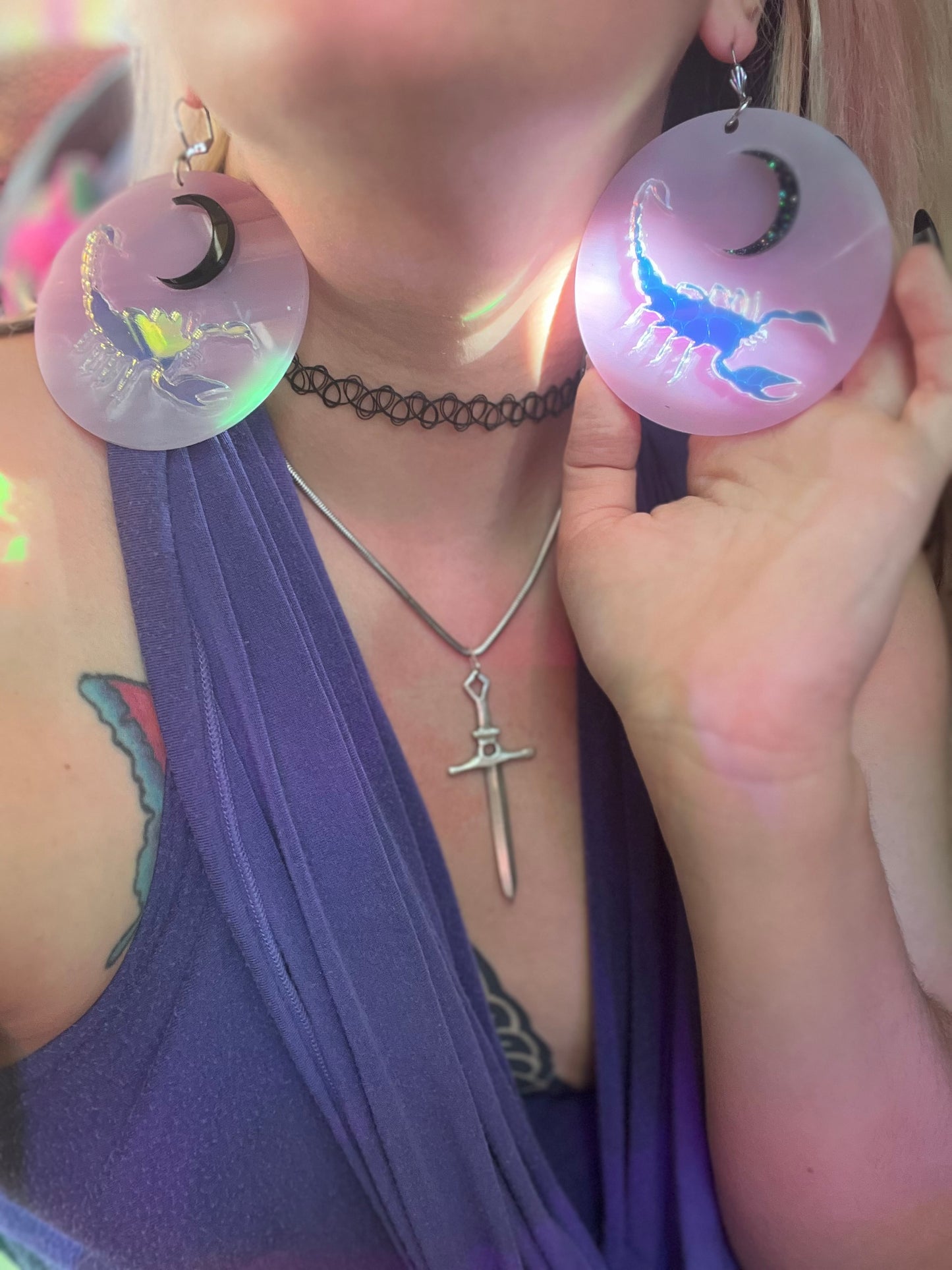 Scorpio moon earrings 🦂🌙💜