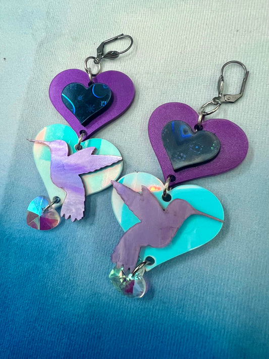 Loving Hummingbird Earrings (one of a kind) 💜