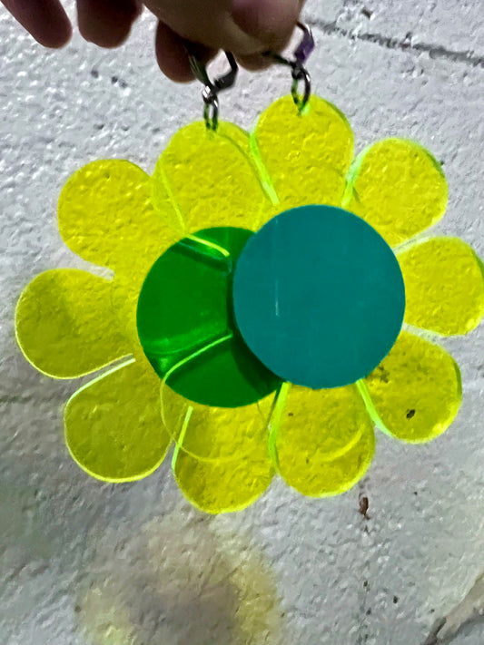 Neon green Flower Power Earrings