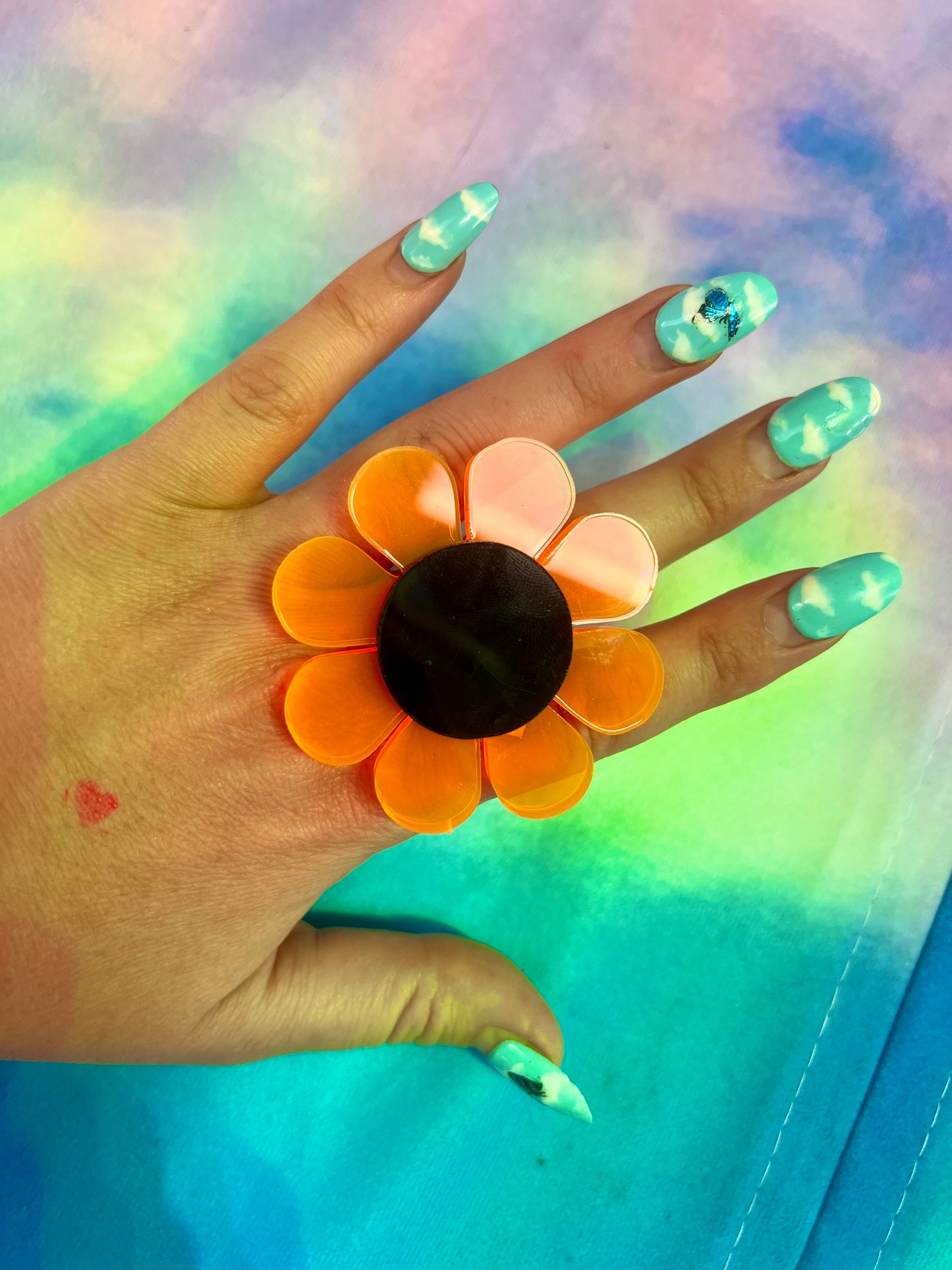 Neon orange Halloween 🎃 Flower Power Ring