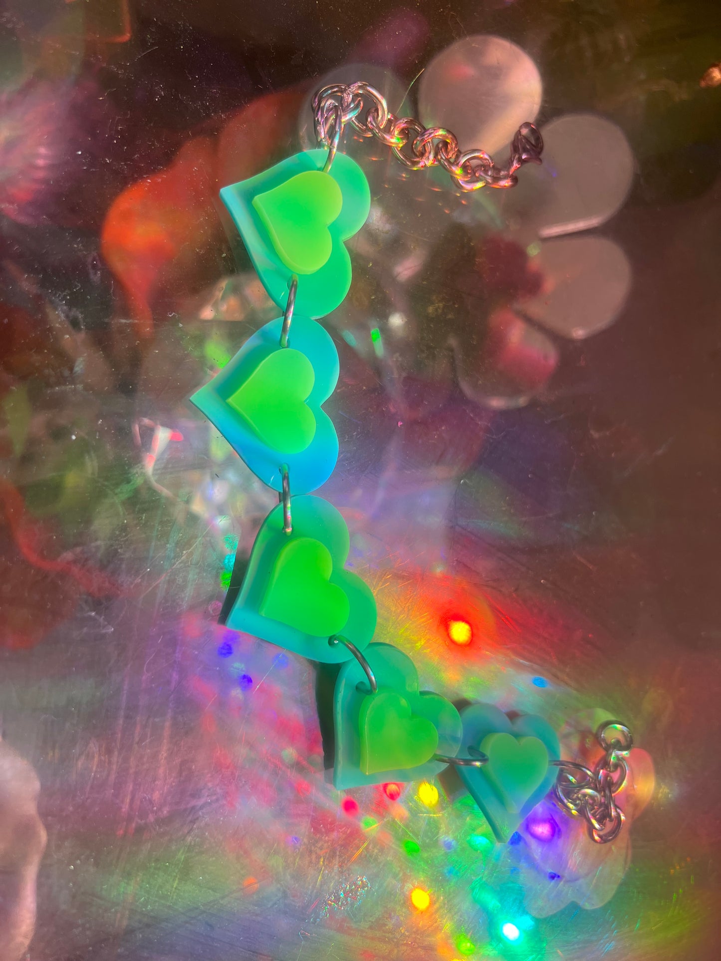 Technicolor Heart Love Choker 💚💙