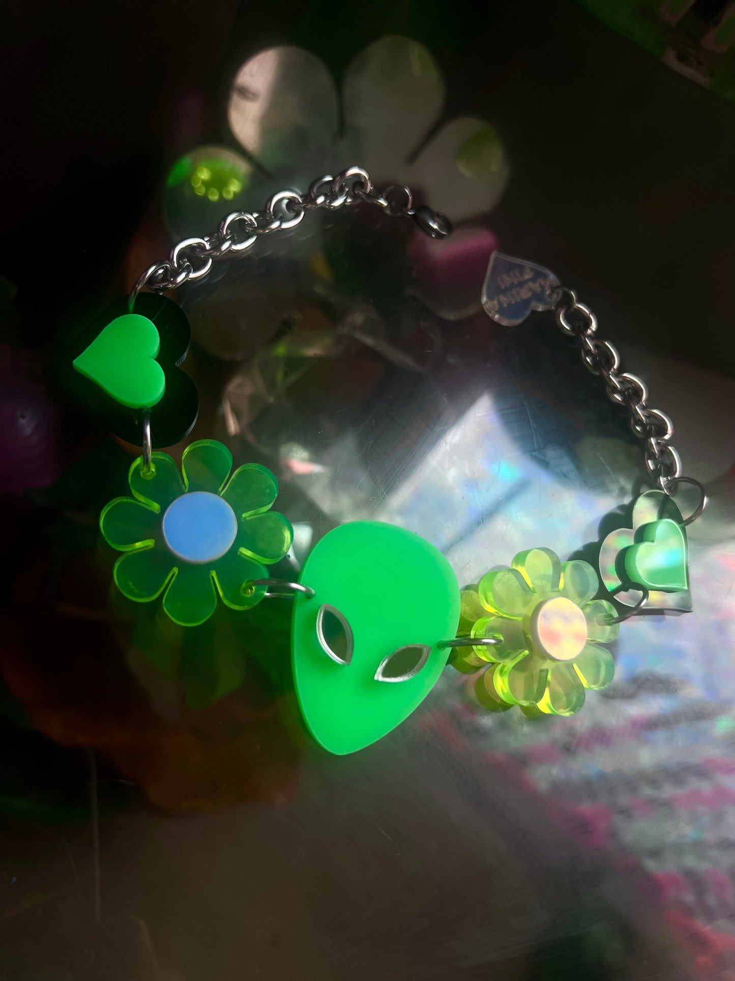 Alien love 👽 neon Choker (one of a kind)