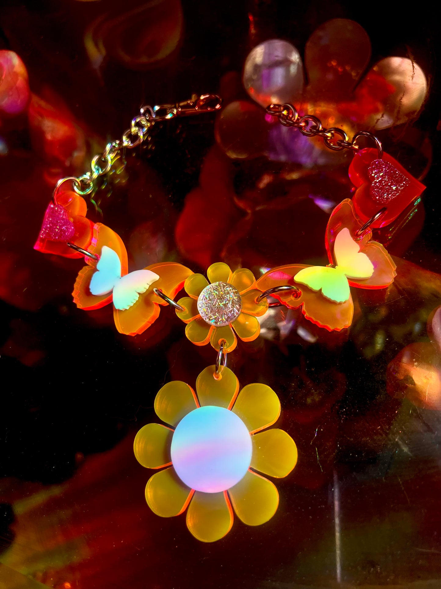 Neon Flower butterfly 🦋🌸 Love Drip choker