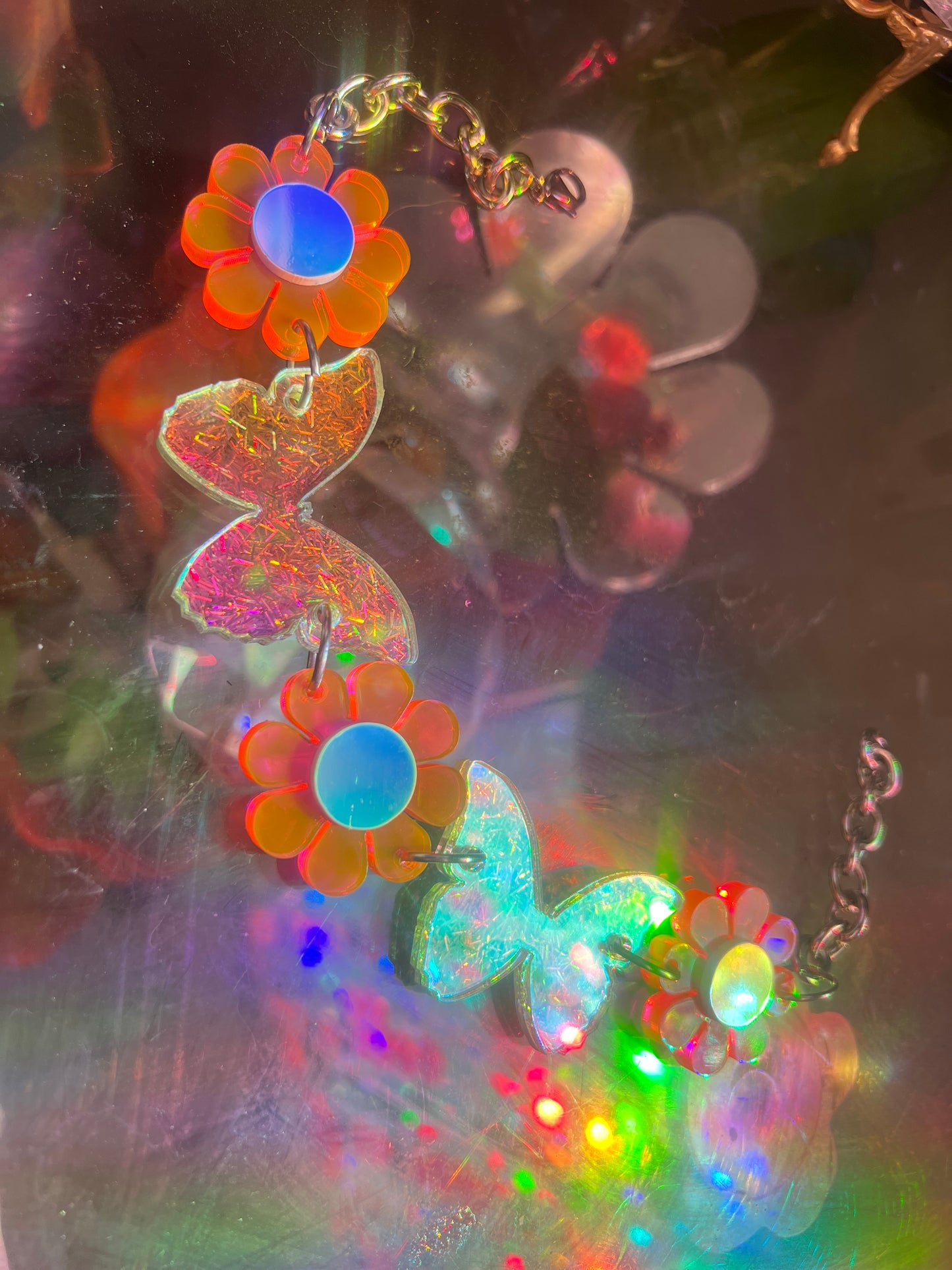 Barbie dreams Butterfly Neon pink Flower Choker