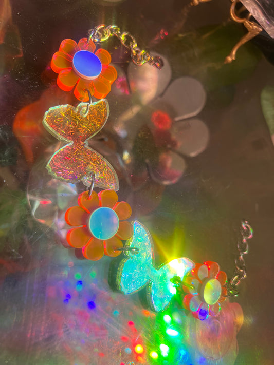 Barbie dreams Butterfly Neon pink Flower Choker