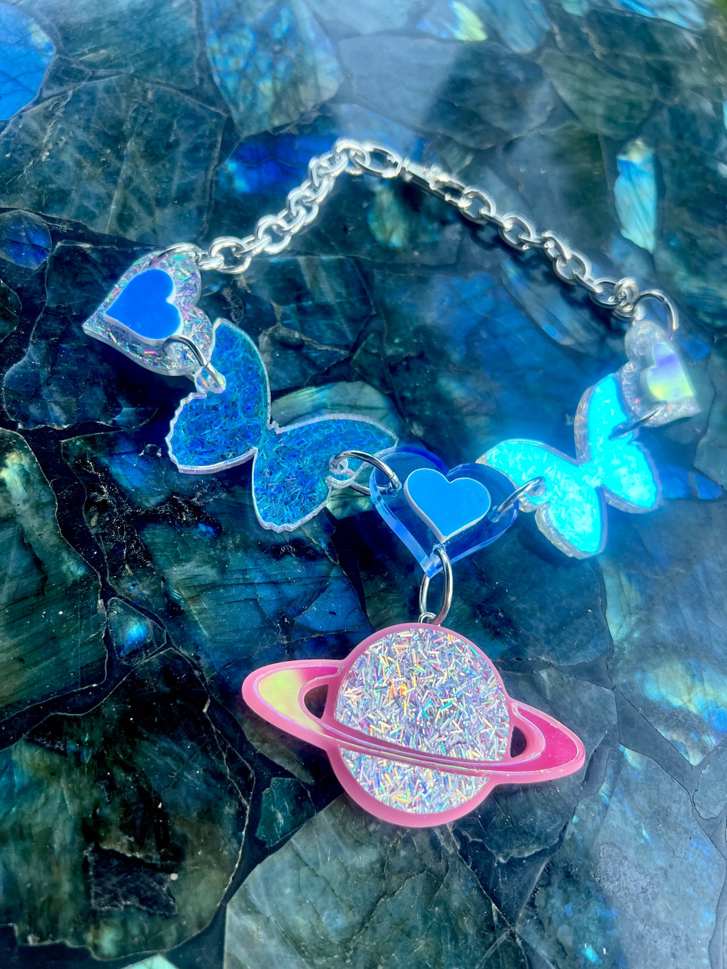 Bb Butterfly Heart Love Saturn Drip choker 🩷🛸🩷 one of a kind
