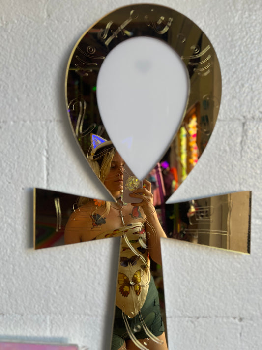 Golden goddess wall ankh mirror 4ft
