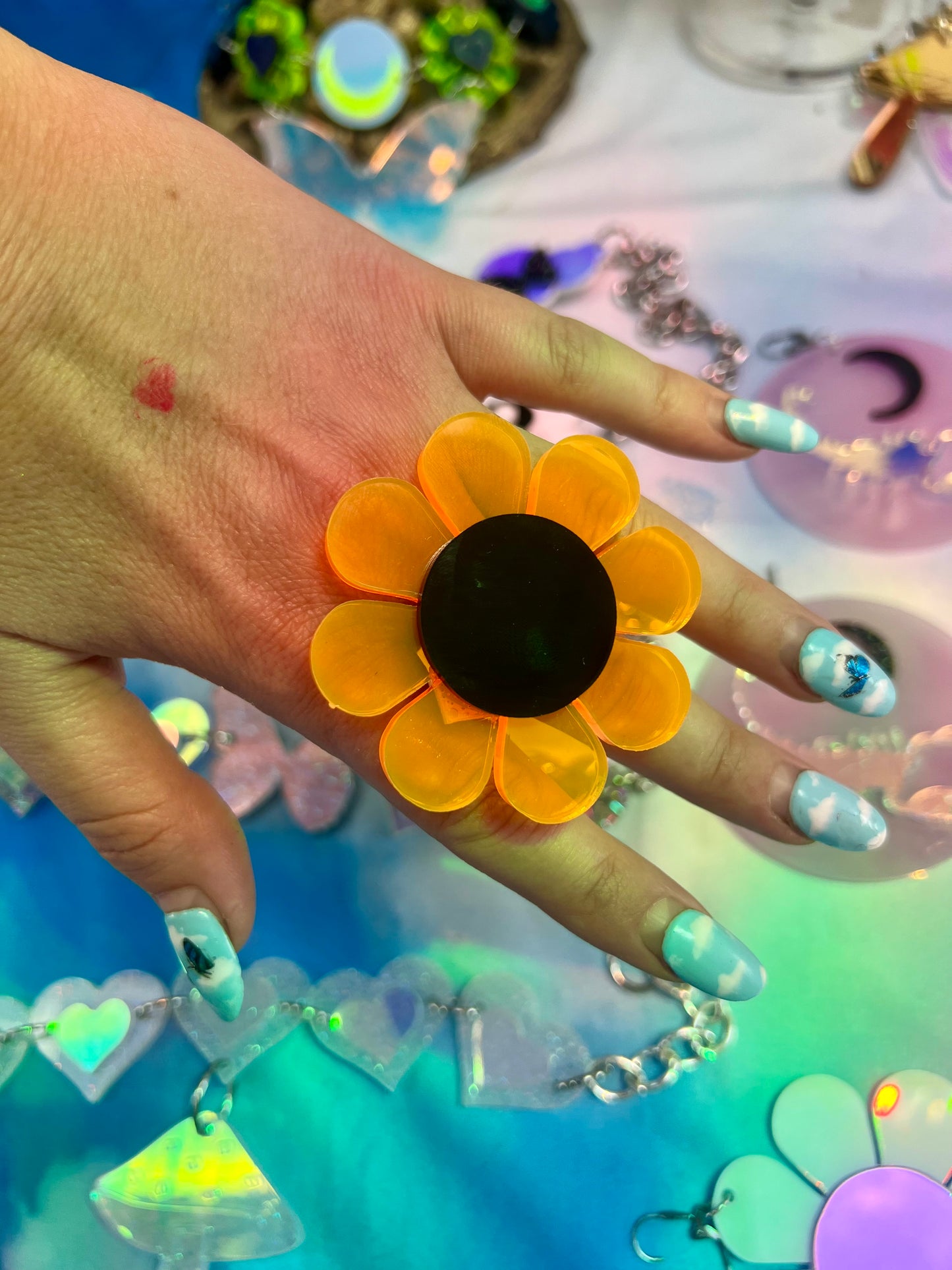 Neon orange Halloween 🎃 Flower Power Ring