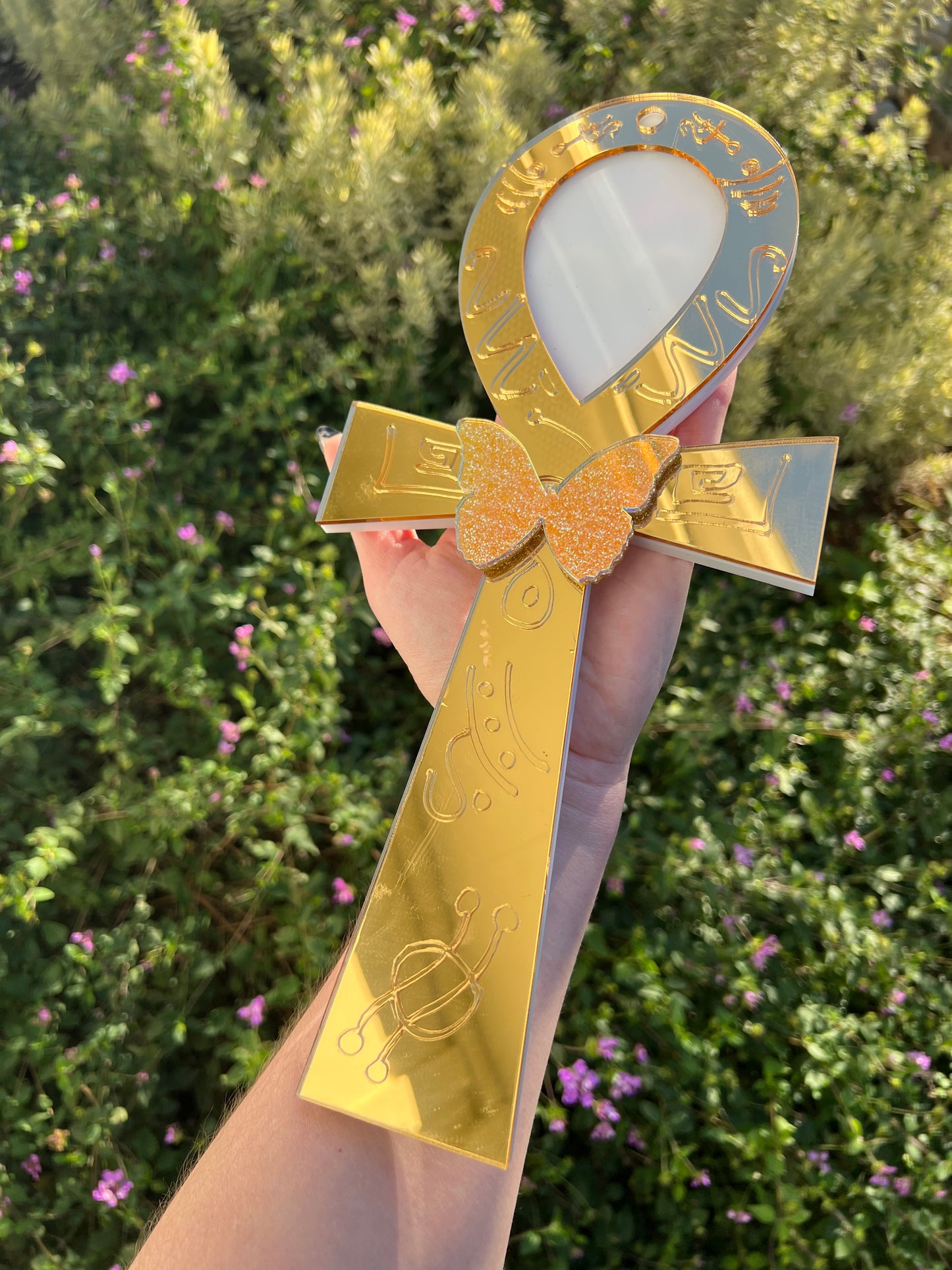 BB Golden goddess wall ankh butterfly mirror