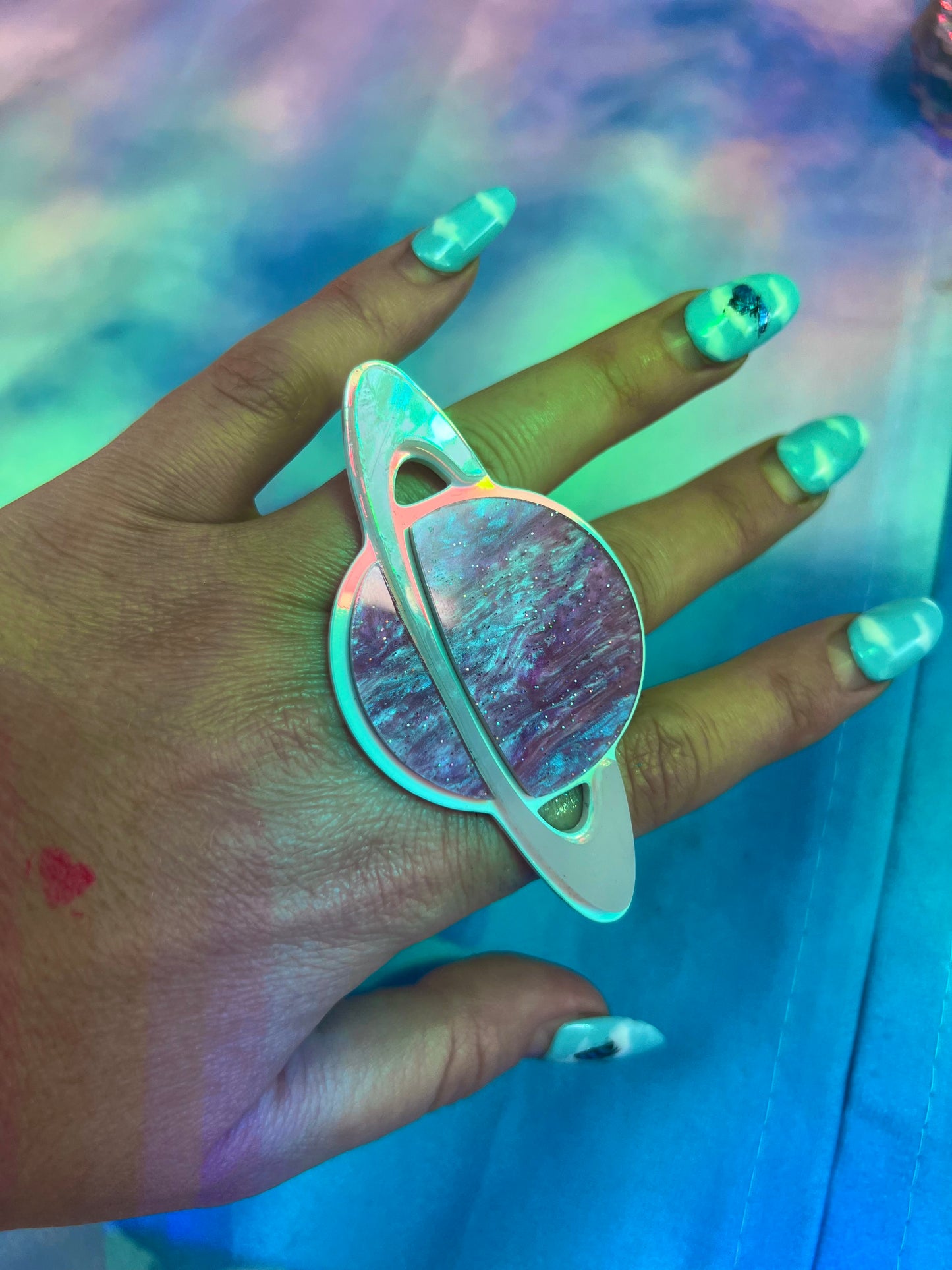 Saturn holographic purple Ring