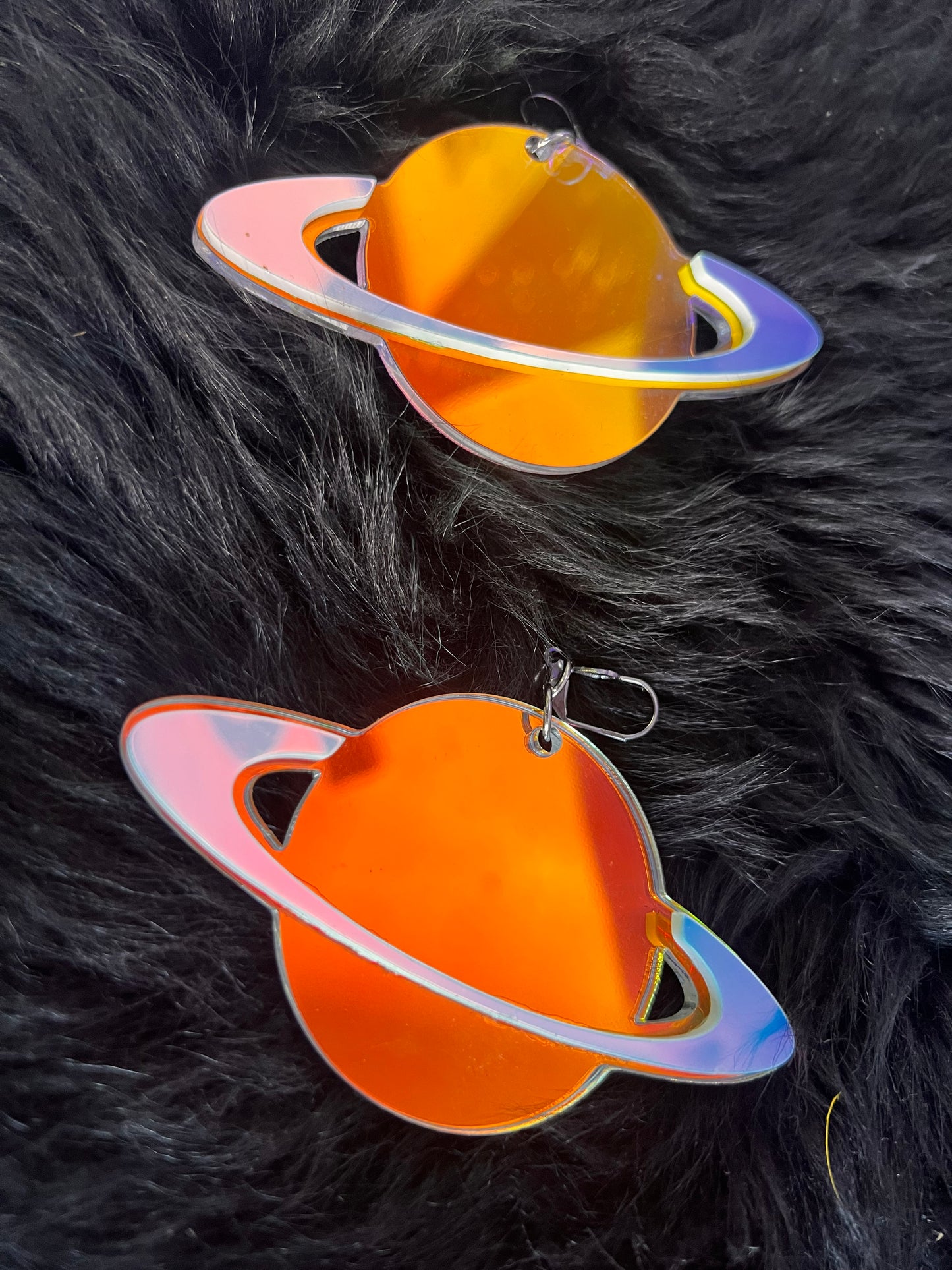 Holographic  Saturn Earrings