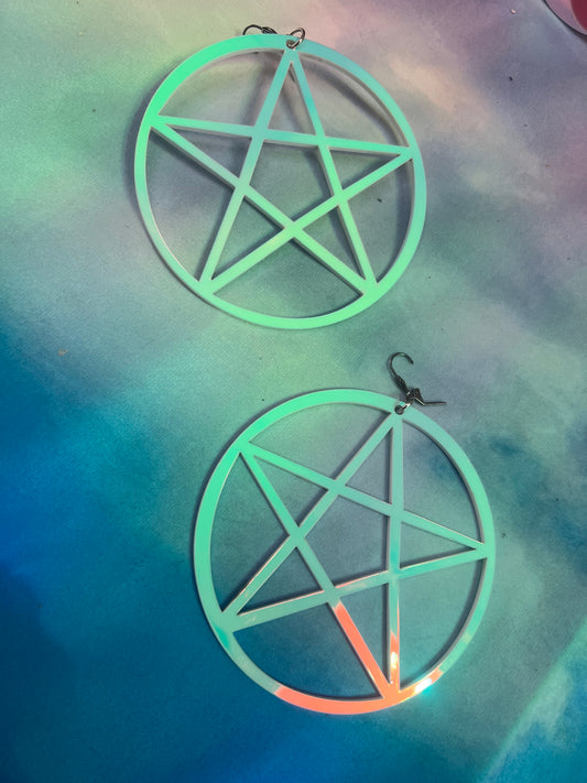 Blue dreams Holographic pentacle Earrings