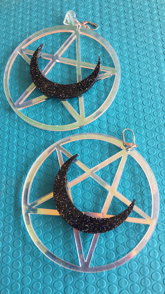 Holographic Pentacle Luna Earrings