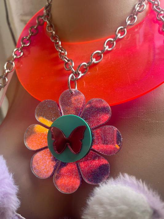 Flower Power butterfly Necklace (one of a kind) 🌸🦋