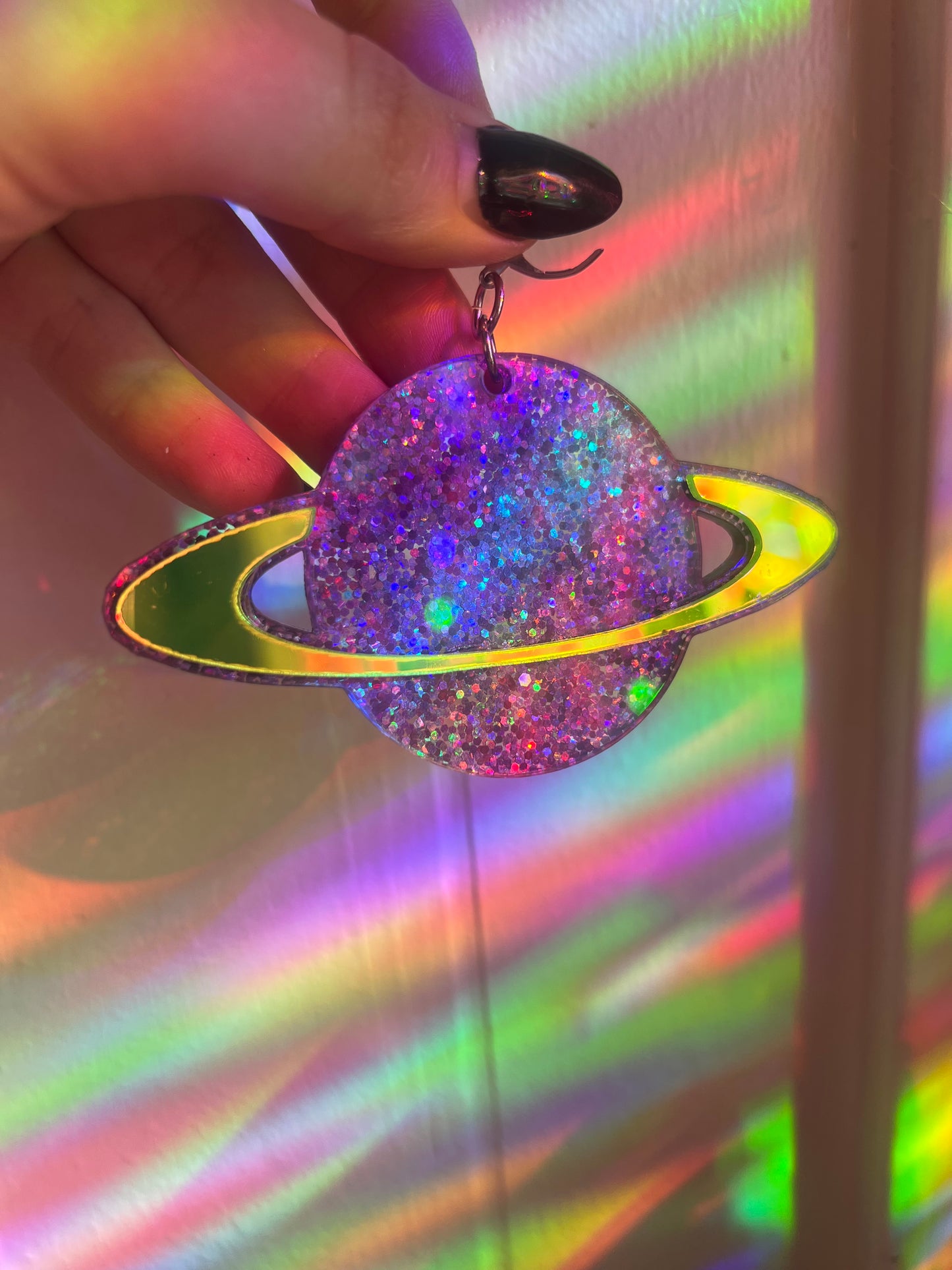 Slime Time 💜💚 Saturn Earrings 🪐