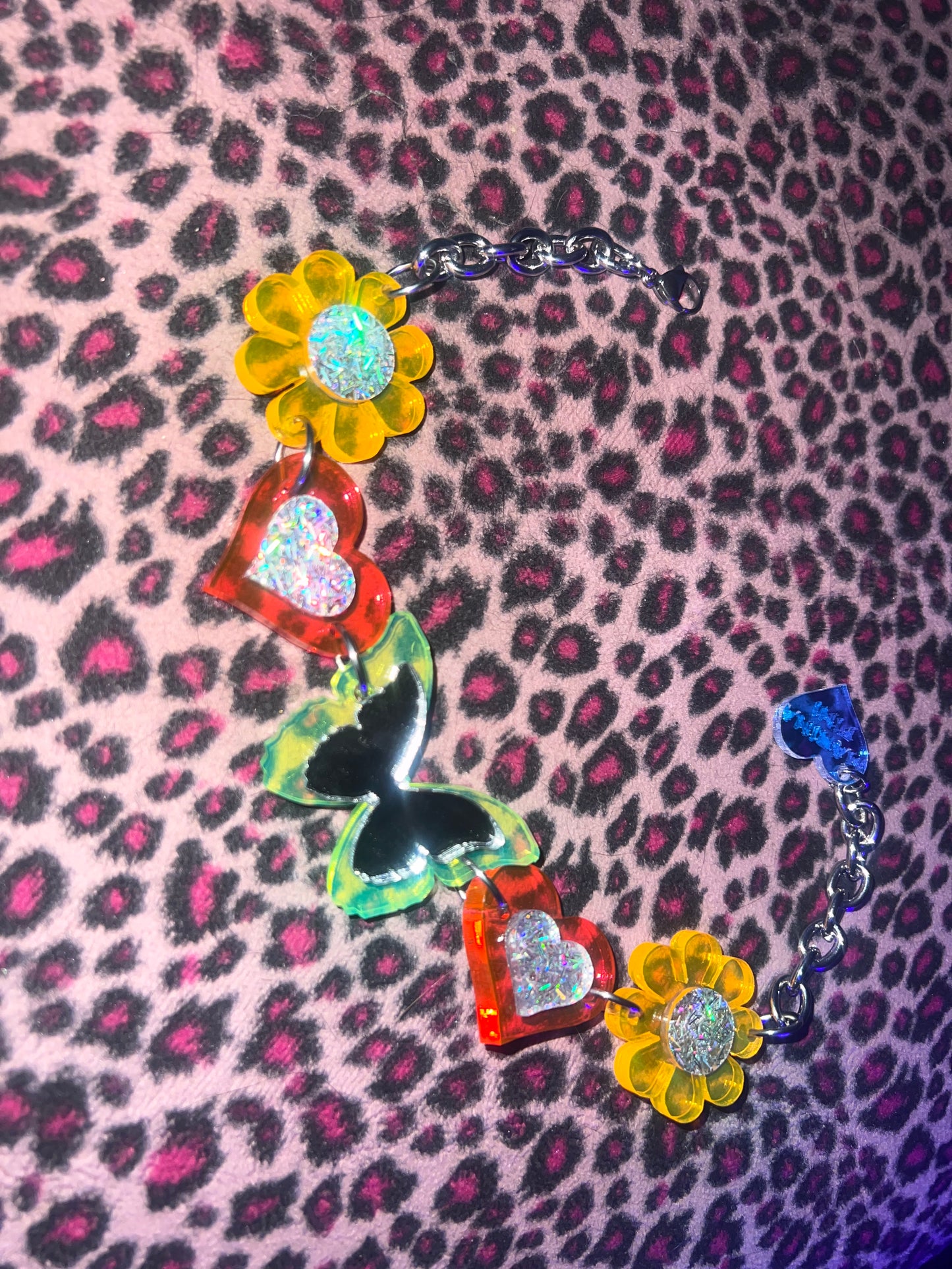 Neon dreams Butterfly Flower Choker