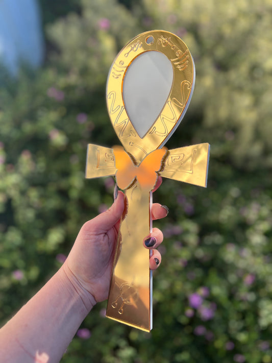 BB Golden goddess wall ankh butterfly mirror
