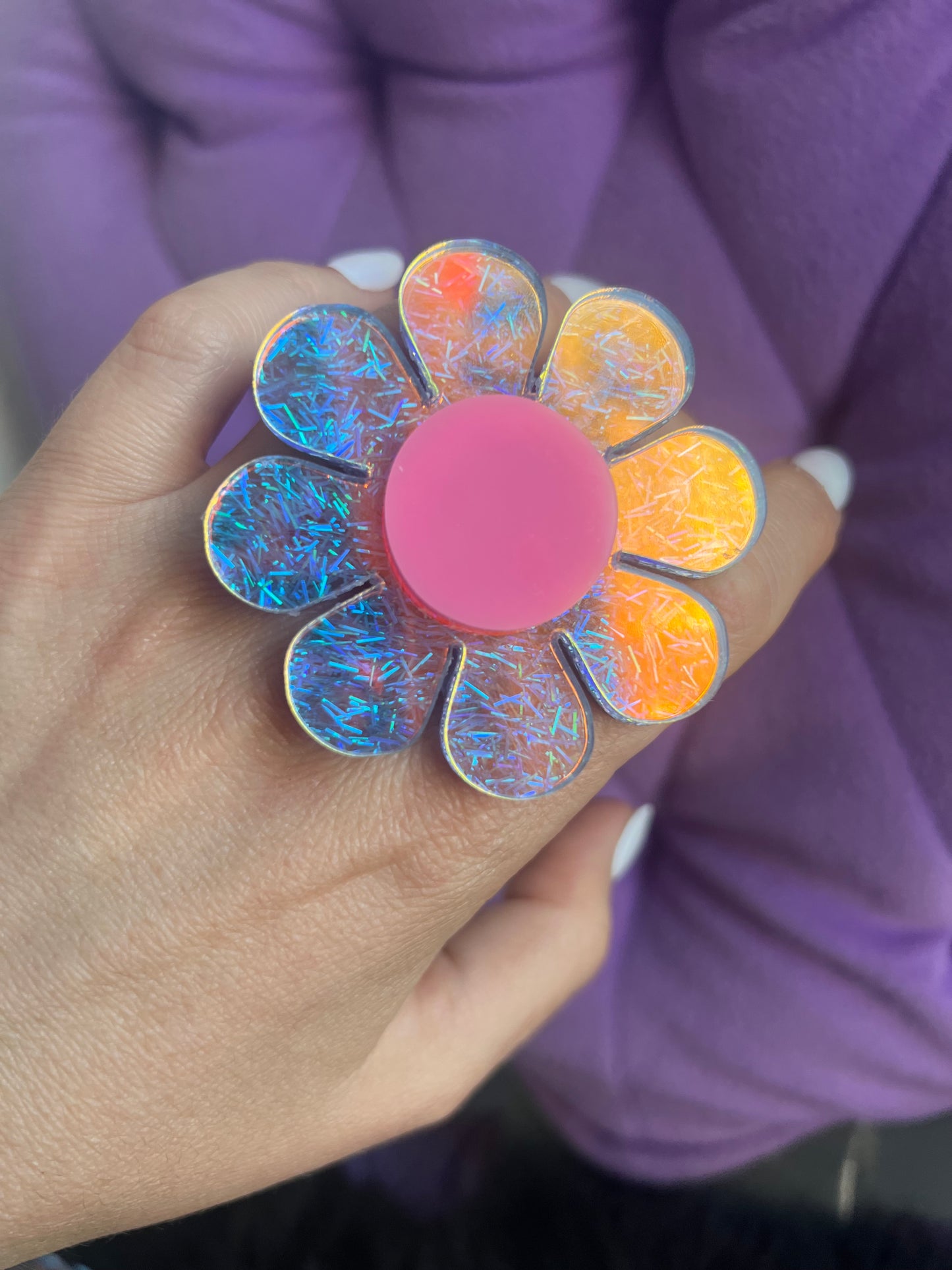 Barbie Holographic Flower Power Ring