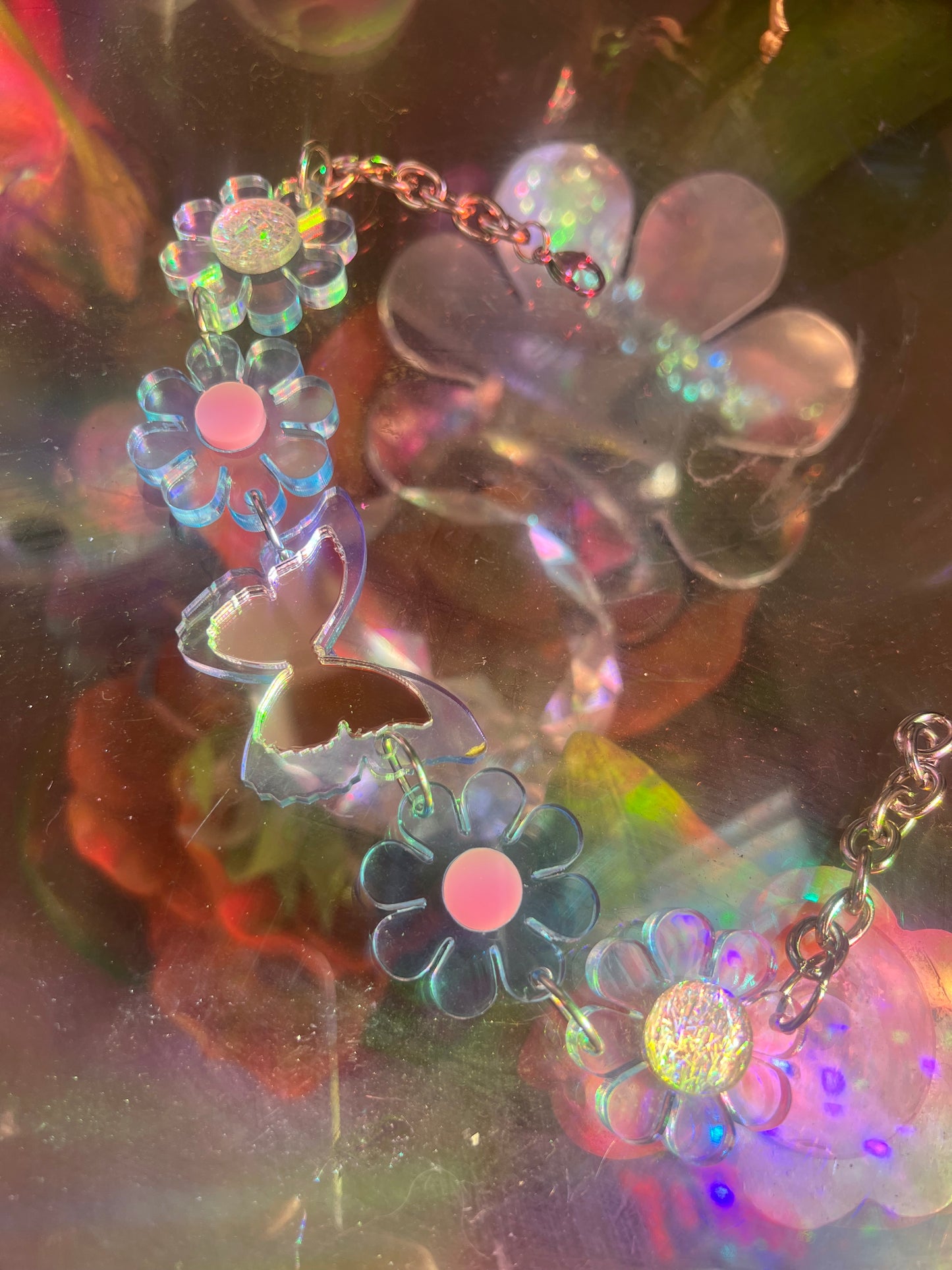 Blue dreams Butterfly multi Neon Flower Choker