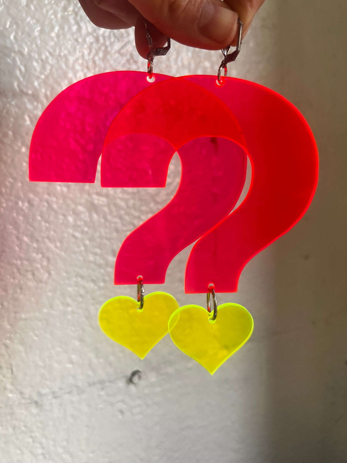 ?? Question everything neon pink Earrings