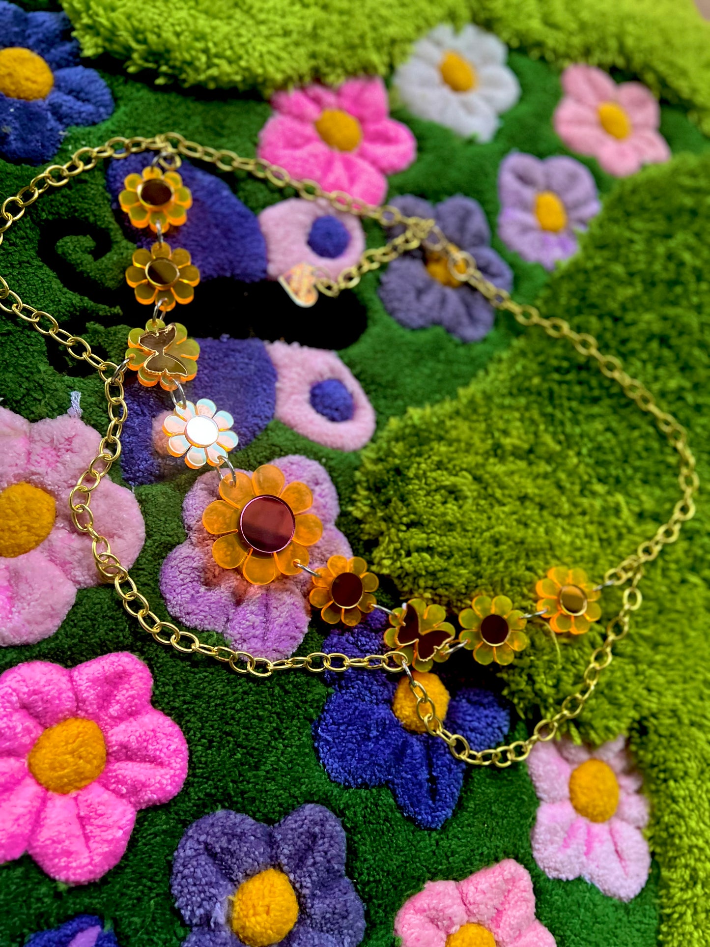 Neon Orange Butterfly Flower Power waist Belt (one of a kind)