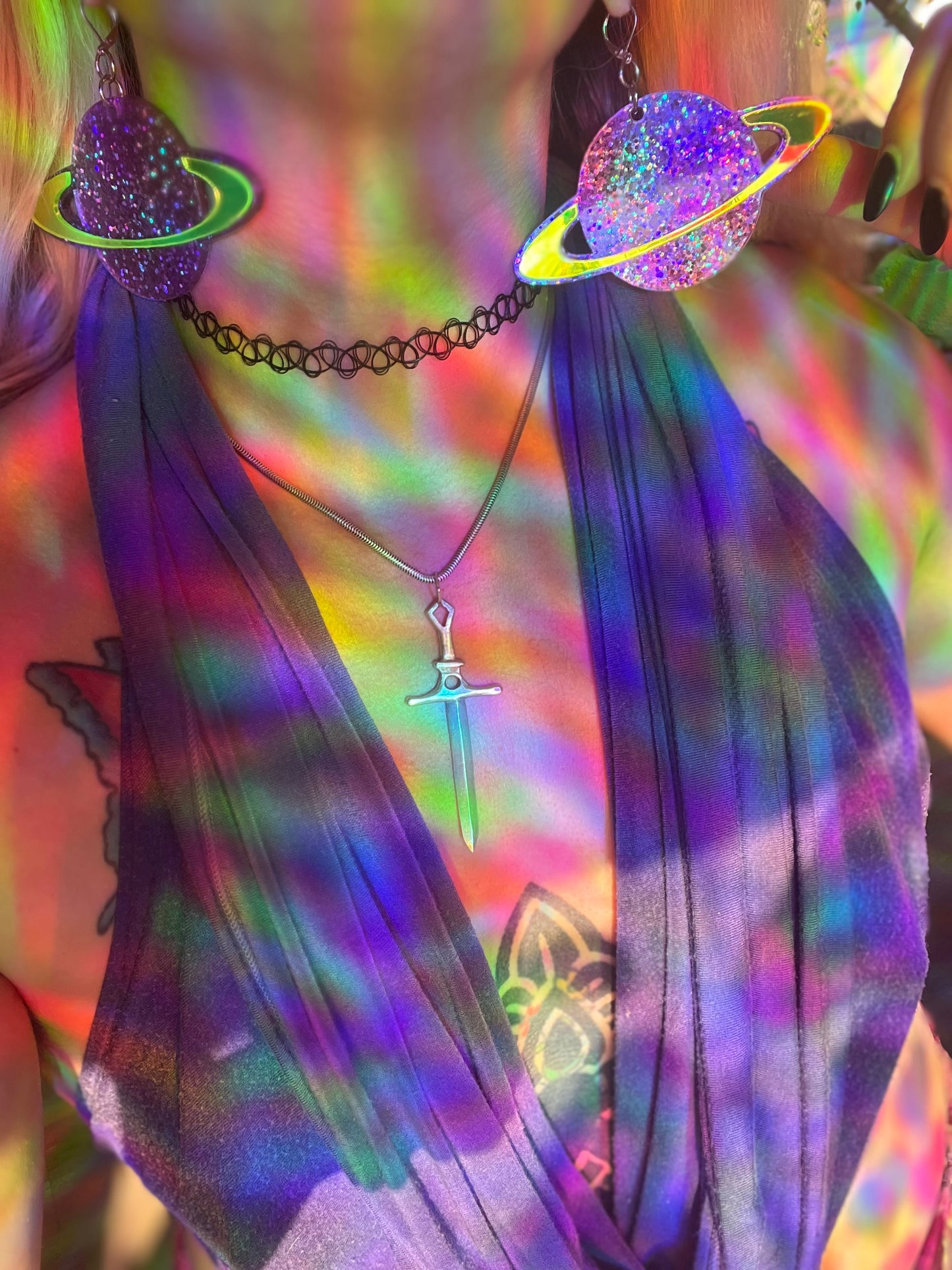 Slime Time 💜💚 Saturn Earrings 🪐