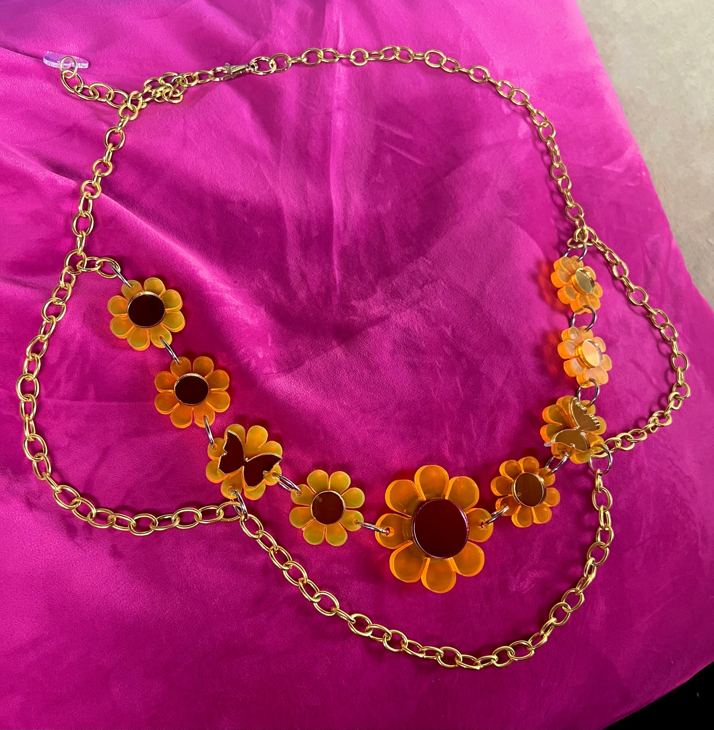 Neon Orange Butterfly Flower Power waist Belt (one of a kind)