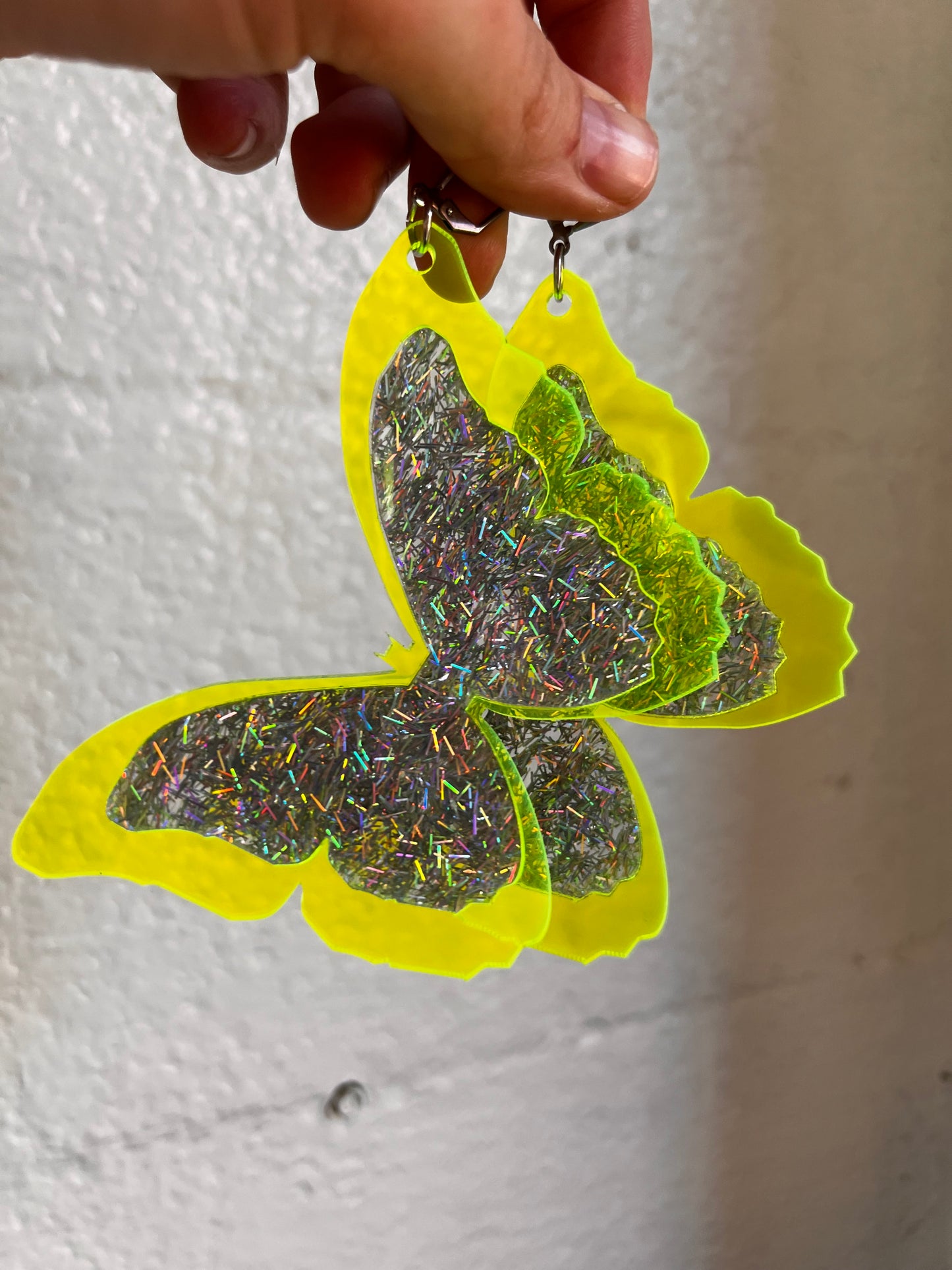 Neon Green & Glitter Butterfly Earrings 💚🦋💚